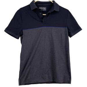 Calvin Klein Mens Polo Shirt XS Two-Tone Black & Gray